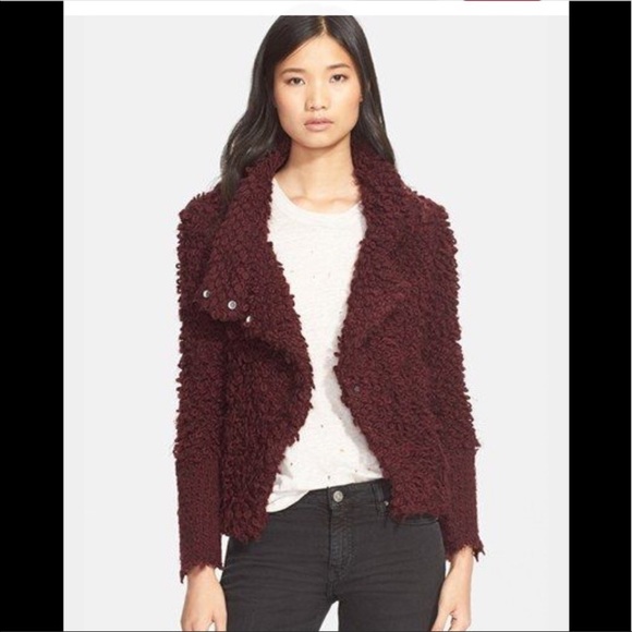 IRO Jackets & Blazers - IRO BURGANDY Caty looped knit shaggy blazer jacket